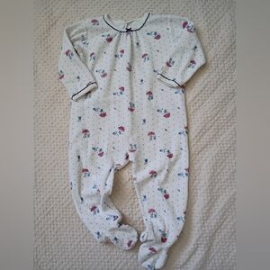 Petit Bateau White Baby Footed Sleeper with Blue and Red Prints